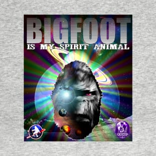Bigfoot Is My Spirit Animal Cosmic Sasquatch Retro Sci-Fi T-Shirt